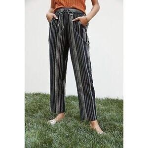 Anthropologie Beach Pants Embroidered Black & White Bohemian Cropped Medium
